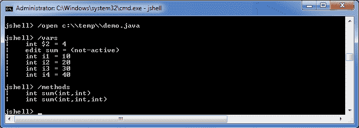 Java Code loaded in JShell