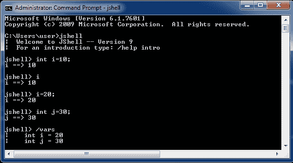 Working with Variables in JShell