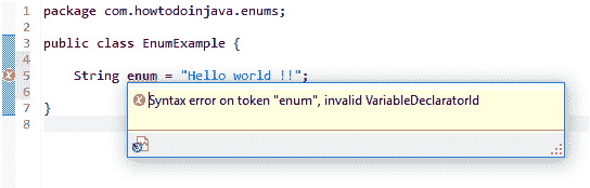 enum is reserved keyword