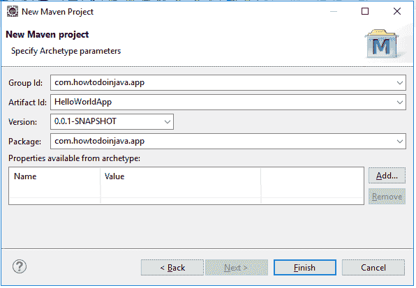 Fill maven group id and artifact id