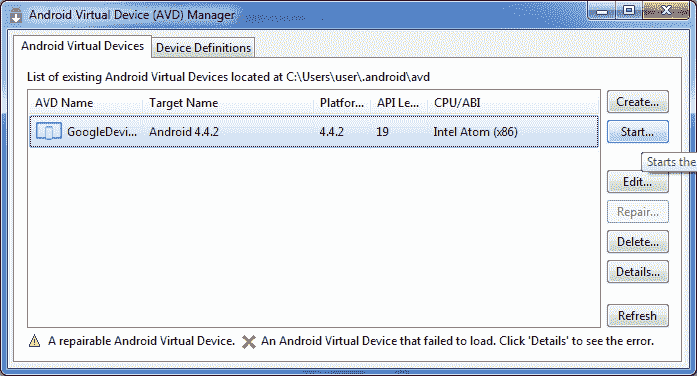 Configure Android Virtual Device - AVD Created