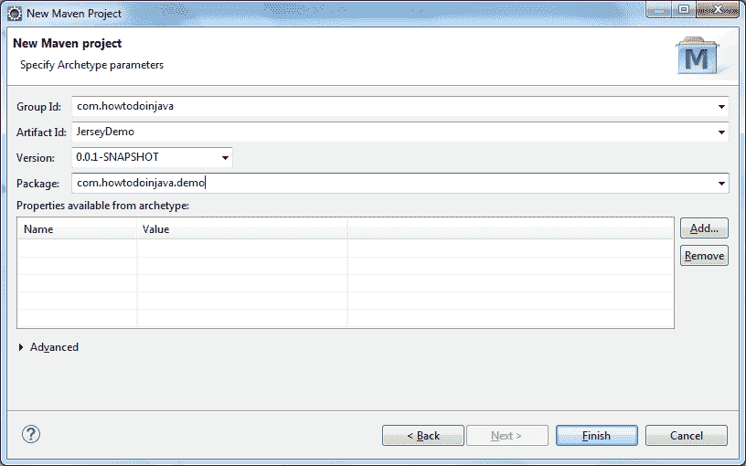 Fill Artifact id and Group Id