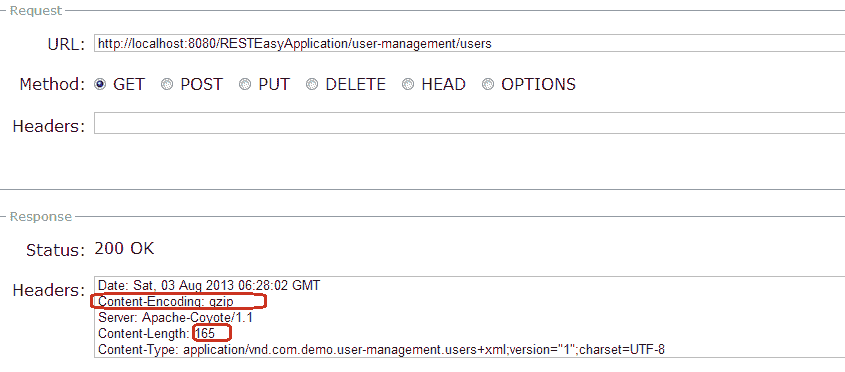 RESTEasy example with gzip compression