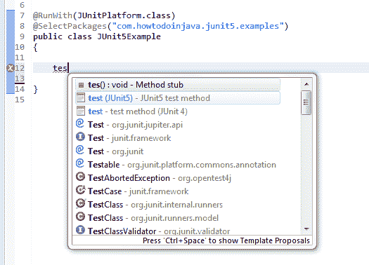 Use JUnit5 Test Templates in Eclipse