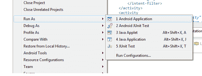 Run As - Android Application