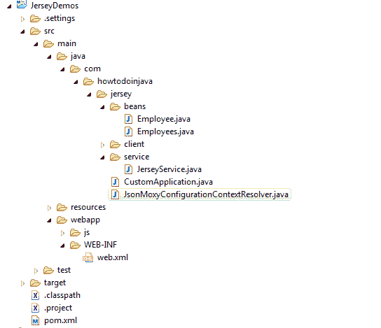 Jersey2.x MOXy JSON Demo Application Structure