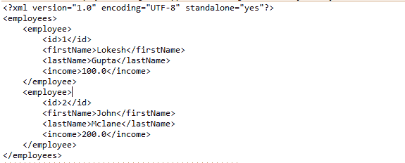 JAXB marshalling example output