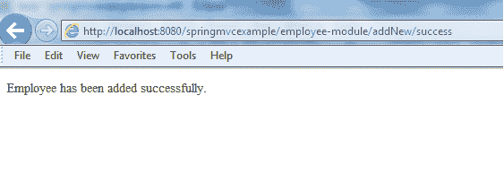 Spring MVC Form Example - Success Message