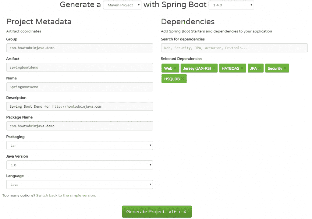 Spring Boot Options