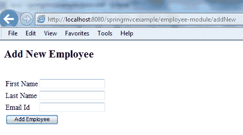 Spring MVC Form Example - Blank Form