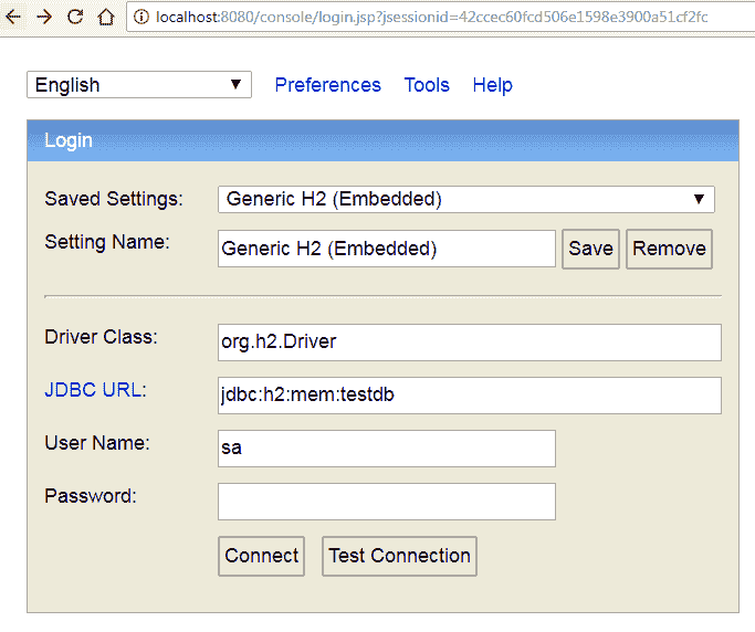 H2 Console Login